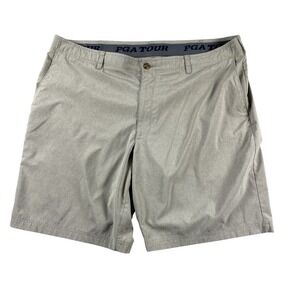 PGA Tour Golf Shorts Men's 42 Beige Tech Khakis Flat Front Pocket Performance